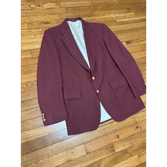 Adams Row Mens Sport Coat Size 42L Burgundy Poly Wool 2 Button Blazer Jacket - Picture 3 of 6